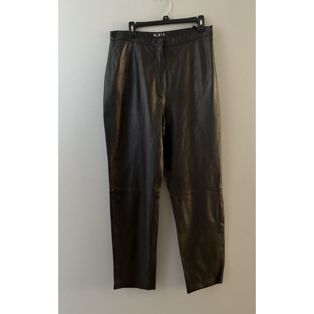 Vtg Mixit Womens 100% Leather Pants Size 14 Rocker Punk Witchy Rockabilly Moto
